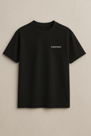 Classic black designer t-shirt with white STARSTRUCK chest branding, featuring premium StarFlex fabric construction and minimalist streetwear design for everyday luxury
