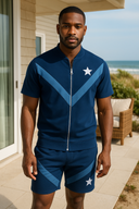 Velocity 'Coastal Blue' Tracksuit Short Set
