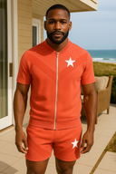 Velocity 'Flame Orange' Tracksuit Short Set