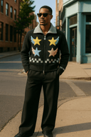 Dark Mood - 'Black And Multicolor' Designer Cardigan - StarStruck Official