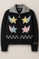 Dark Mood - 'Black And Multicolor' Designer Cardigan - StarStruck Official