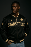 Golden Star 'Black' Designer Bomber Jacket - StarStruck Official